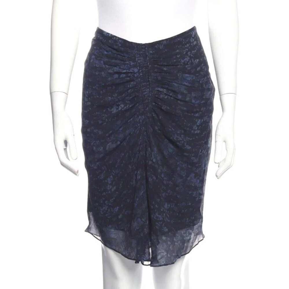 EUC - Isabel Marant Soft Black, Watercolor Silk Skirt - Blue & Deep Teal print